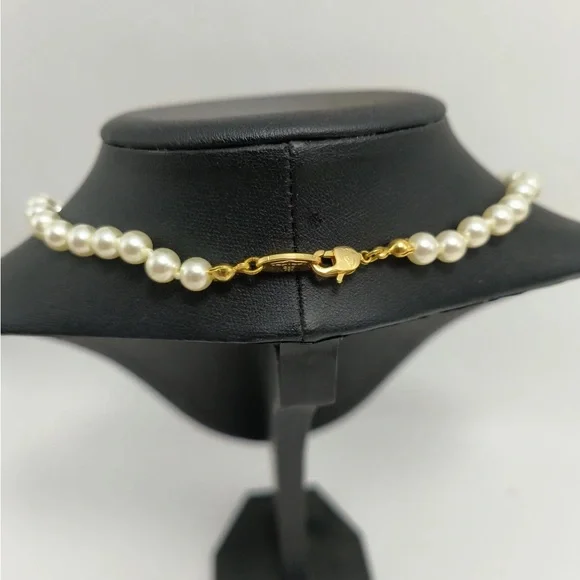 Vivienne Westwood Pearl Necklace with Gold Mini Saturn Pendant